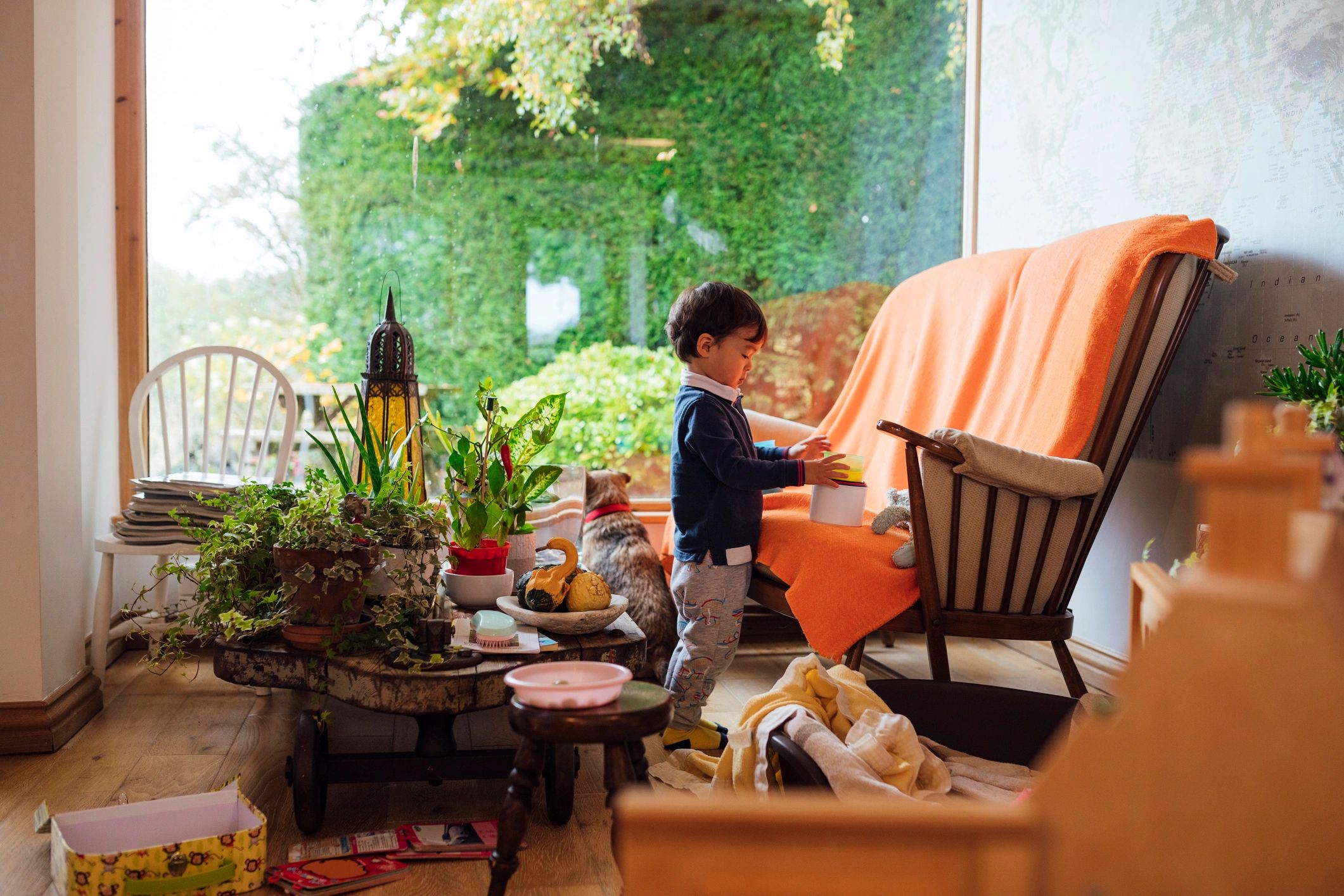 Happy child playing at home